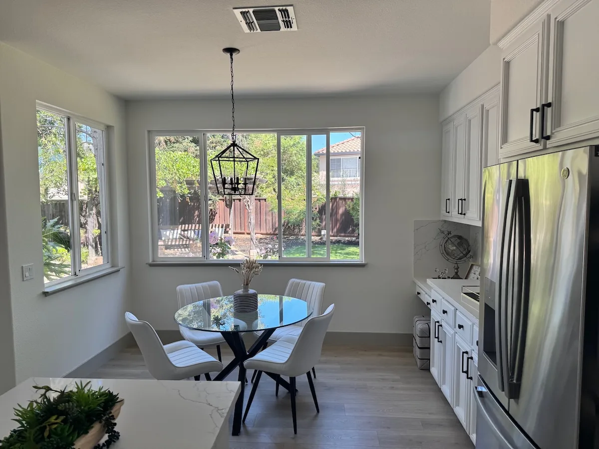Original kitchen photograph with white chairs
